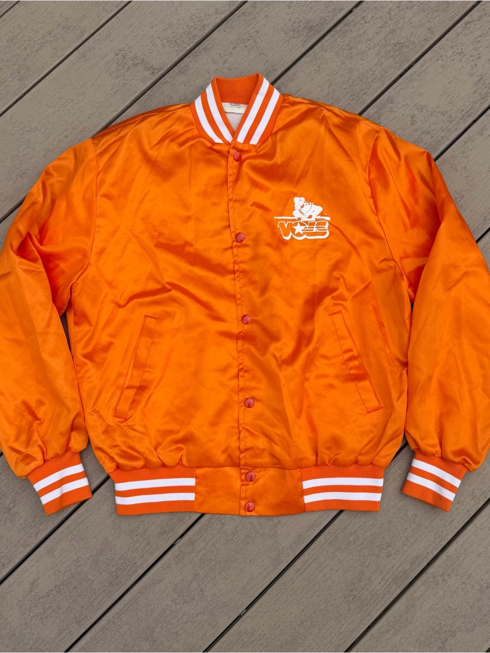 Vintage 80s Tennessee Vols Front Row Jean Jacket Size Large Coat Snap Button Up